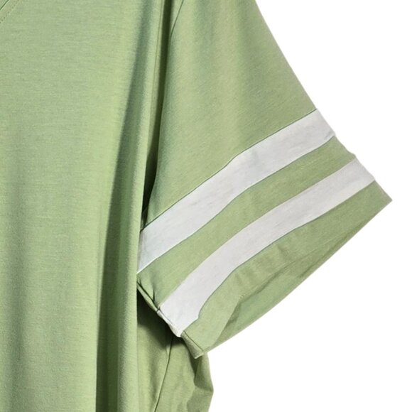 NWOT | Light Green Varsity Stripe Short Sleeve V-Neck Baseball Style Tee | 2XL - Picture 3 of 5